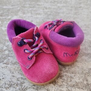 Vintage Rare McKiDS Pink Purple Leather Suede Baby/Toddler Girl's Boots, Size 3W